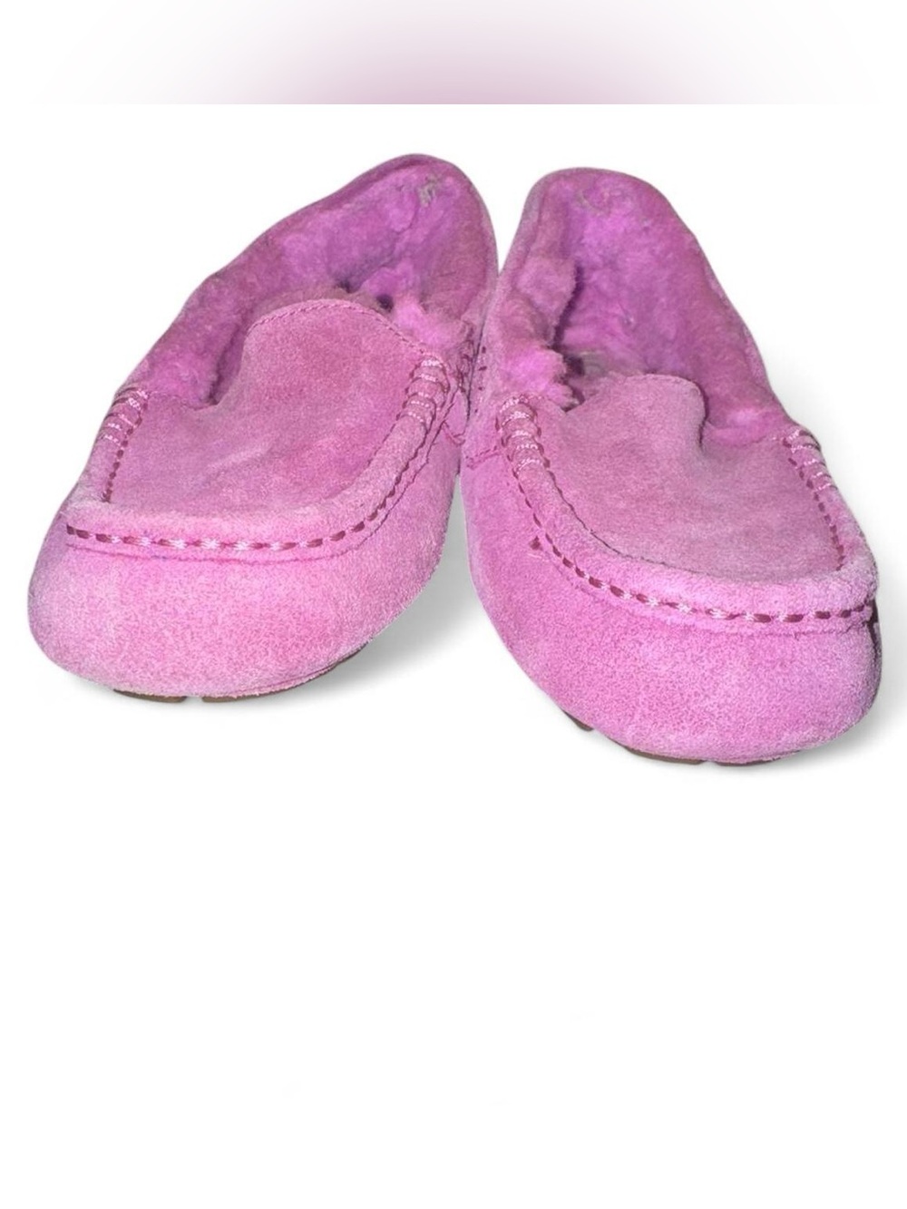 UGG Women's Bubblegum Pink Suede Sheepskin Moccasin Slippers - Picture 4 of 6